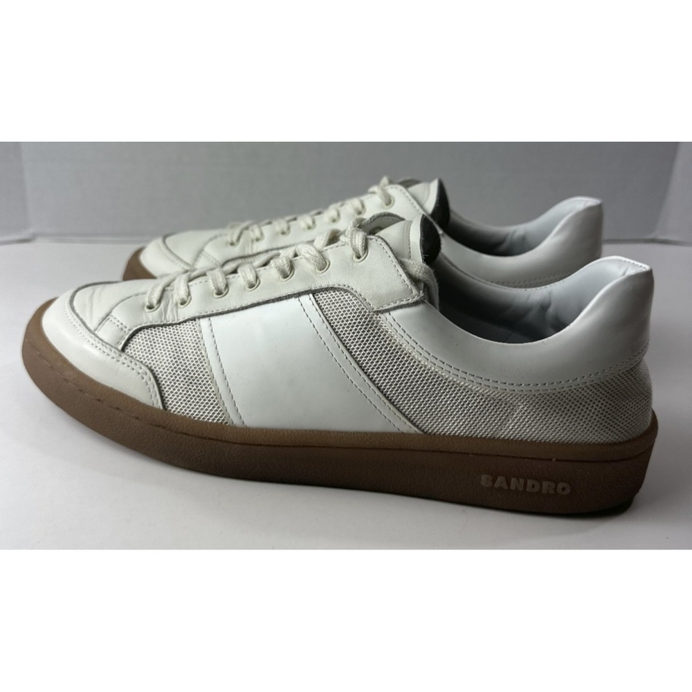 Sandro Mesh and Leather Sneakers Men's Size 43 US 10 - 10.5 Low Top Lace Shoes - Picture 2 of 16